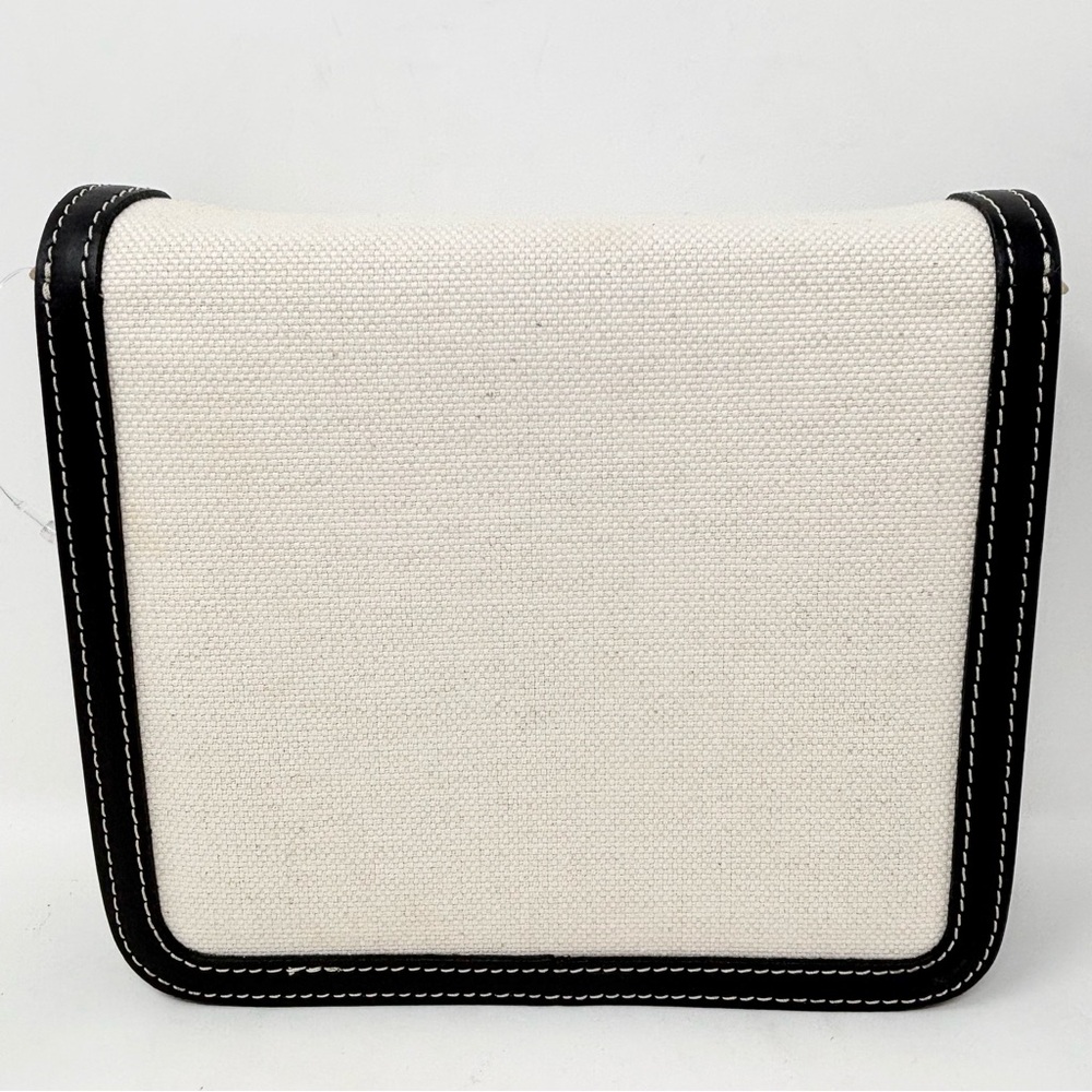 FRAME Le Signature Mini Bag Black Cream Canvas Leather Crossbody Brass Hardware - Picture 7 of 15